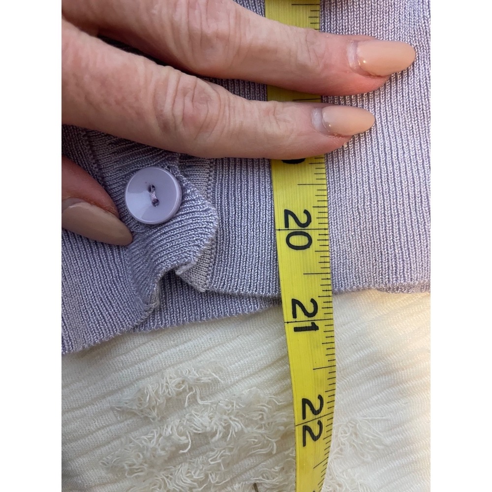 Ecanuer Lavender Scalloped Cardigan XL Soft Knit Quiet Luxury Preppy - Picture 8 of 8